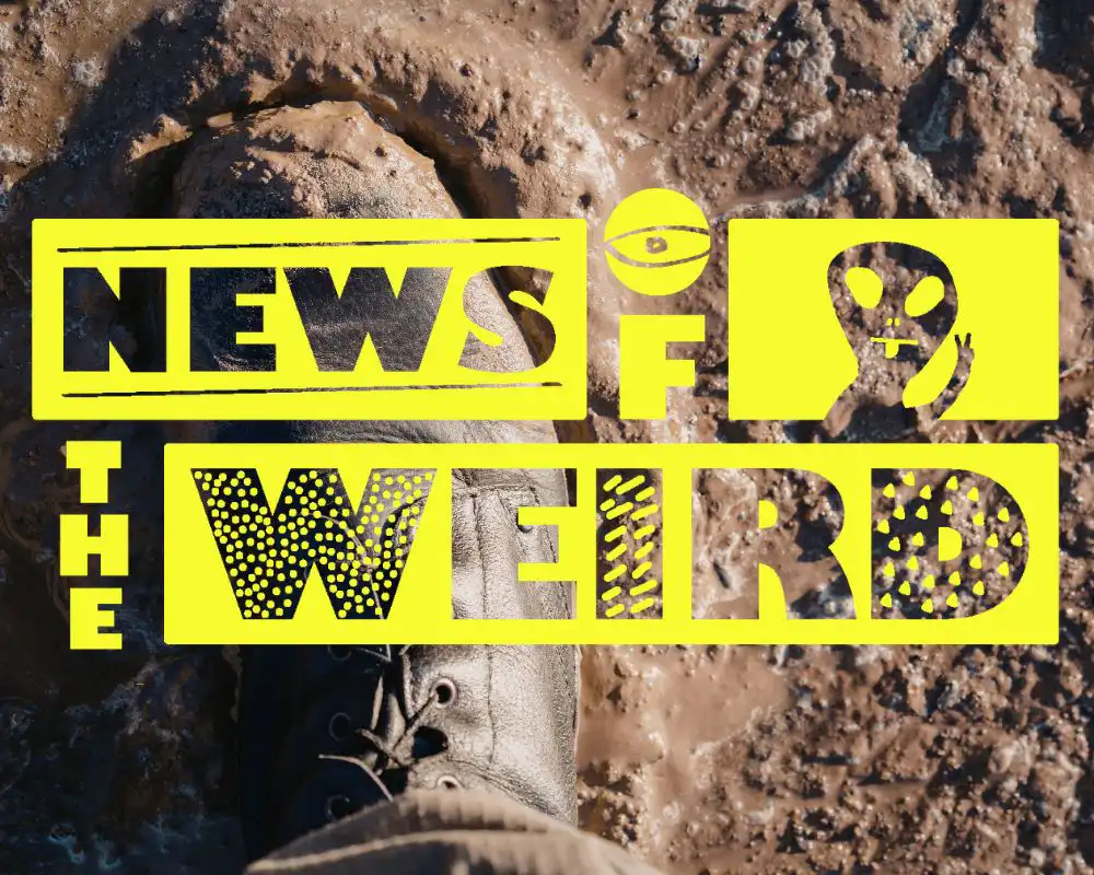 news of the weird logo over a foot in the mud